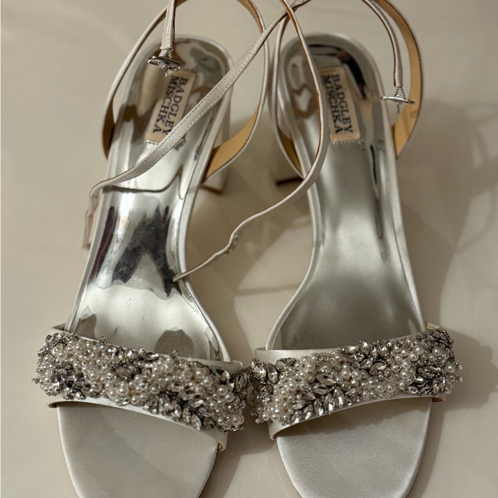 Badgley Mischka Silver Embellished Heels